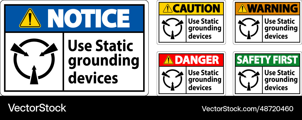 Warning sign use static grounding devices Warning sign use static grounding devices vector image