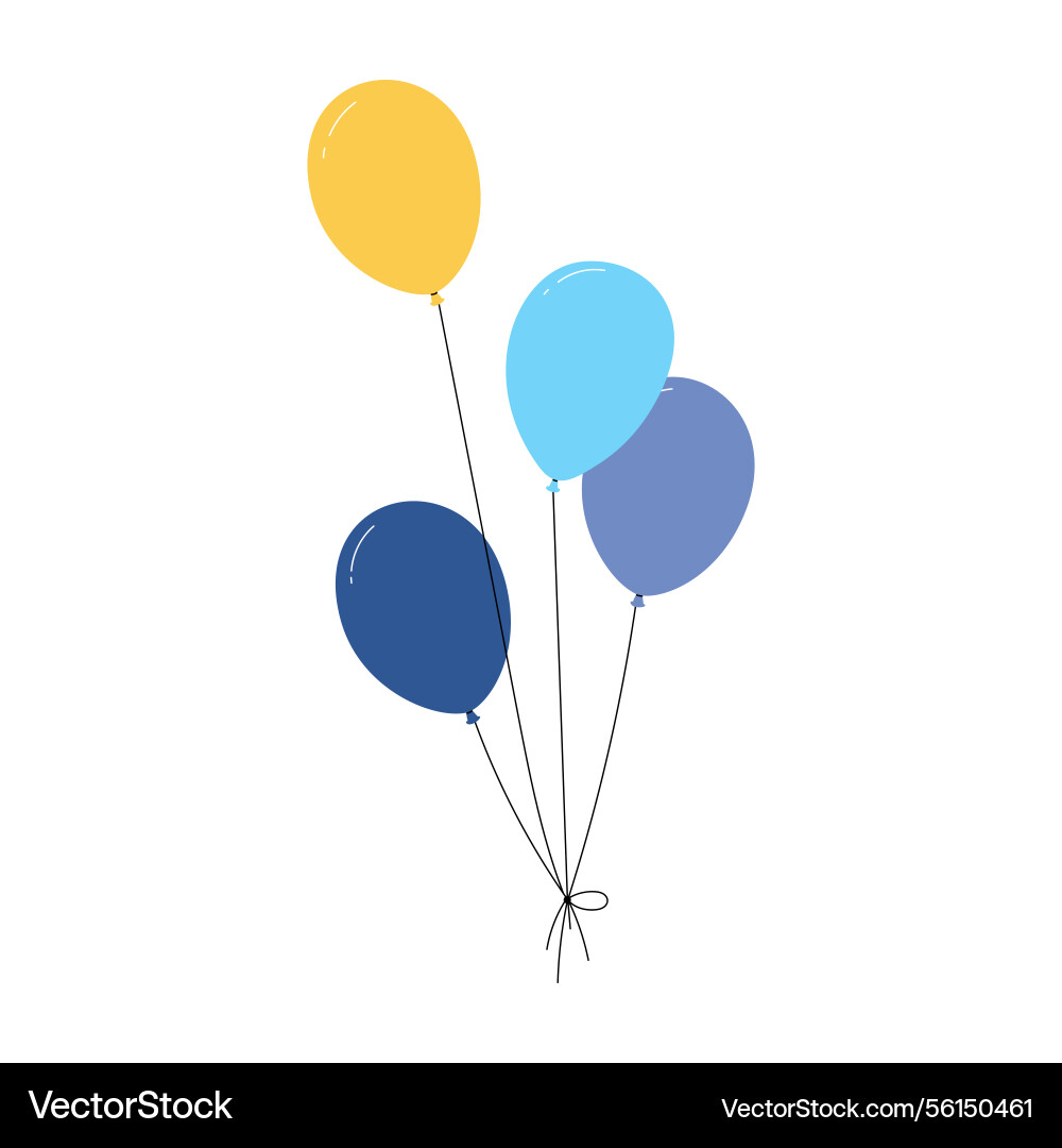 Bundle of balloons with strings simple doodle Bundle of balloons with strings simple doodle vector image