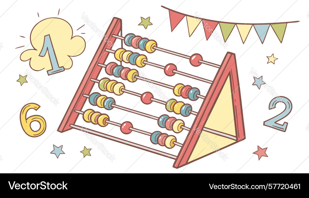 Colorful abacus for counting with numbers Vector Image