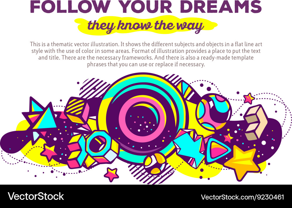 Colorful abstract composition with header vector image