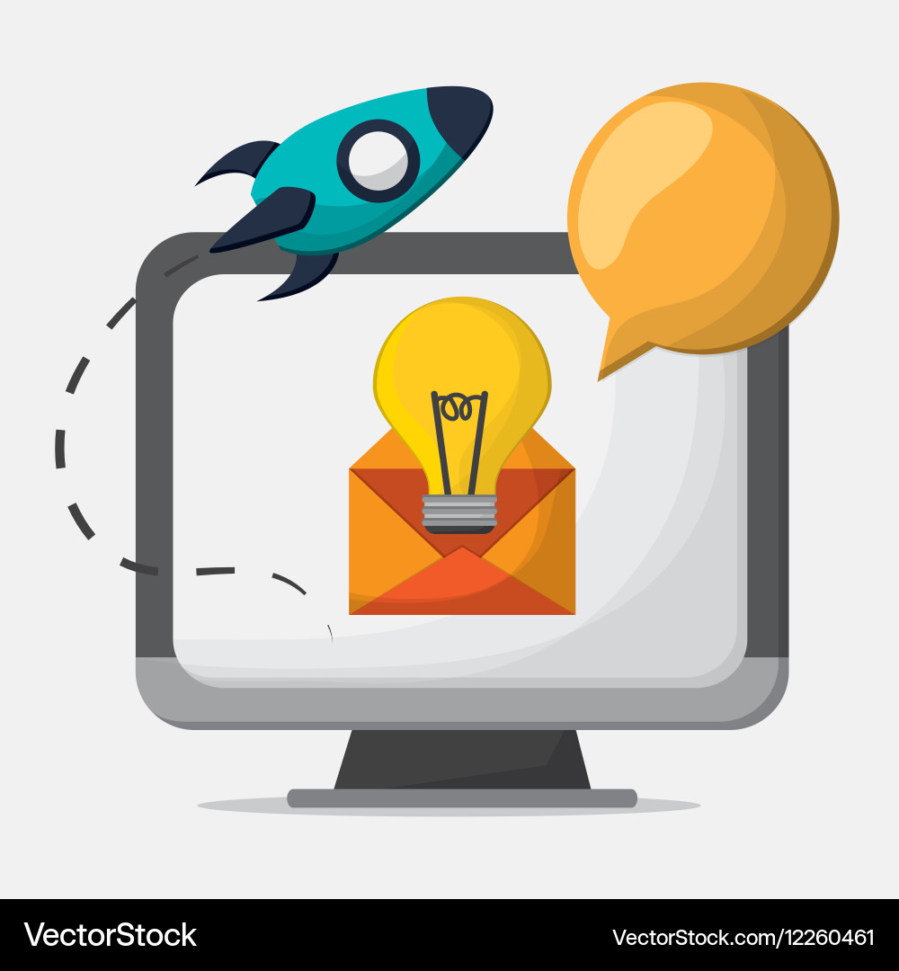 Computer device email idea startup vector image