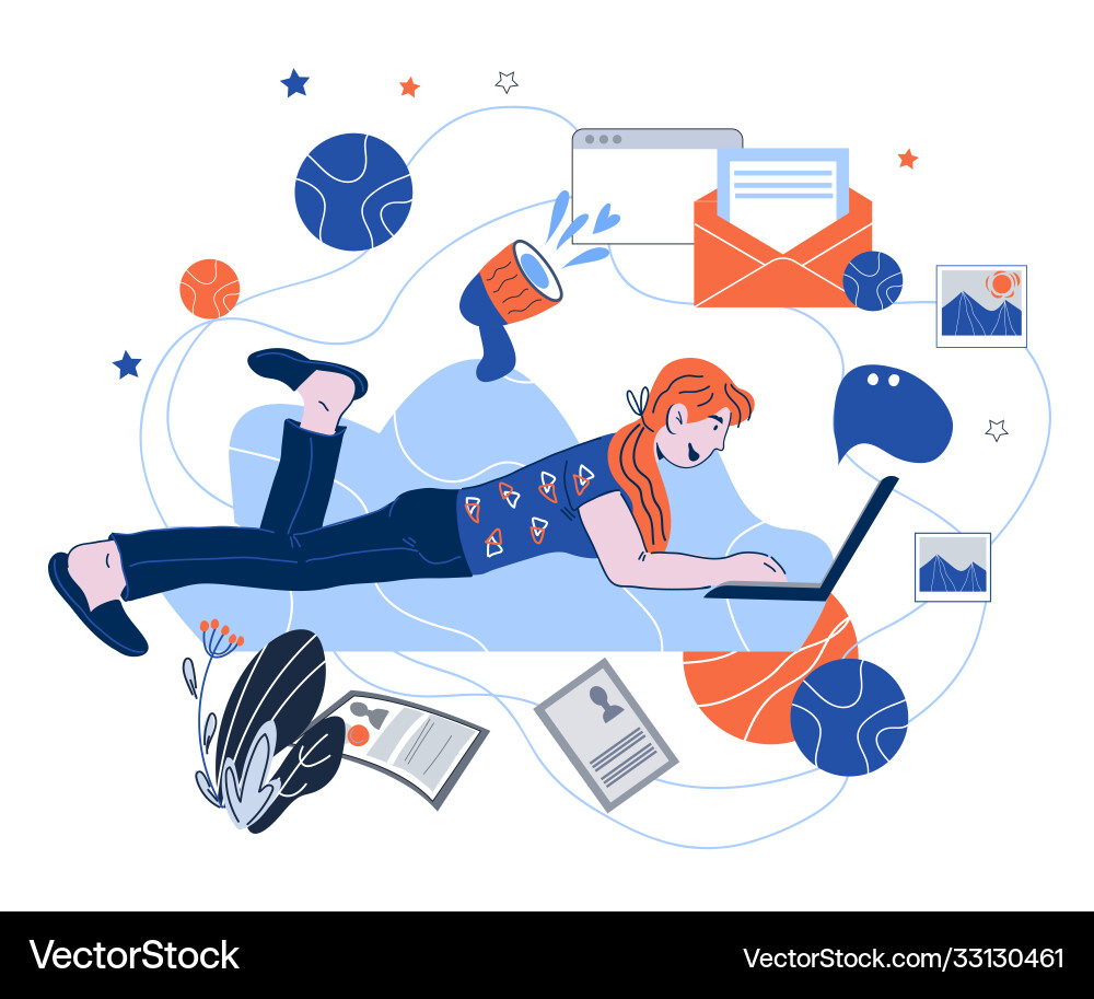 Content based digital marketing banner with woman Content based digital marketing banner with woman vector image