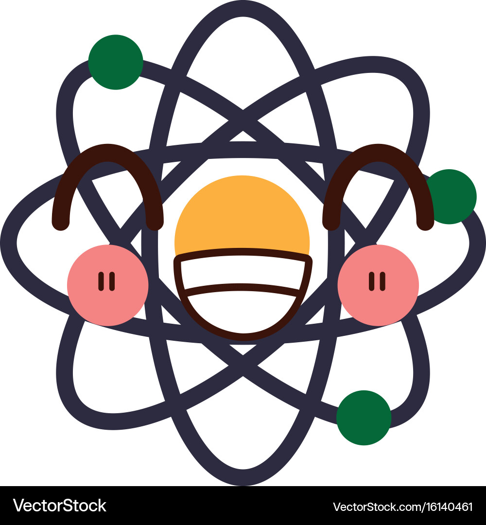 Kawaii atom scheme molecule particle science vector image