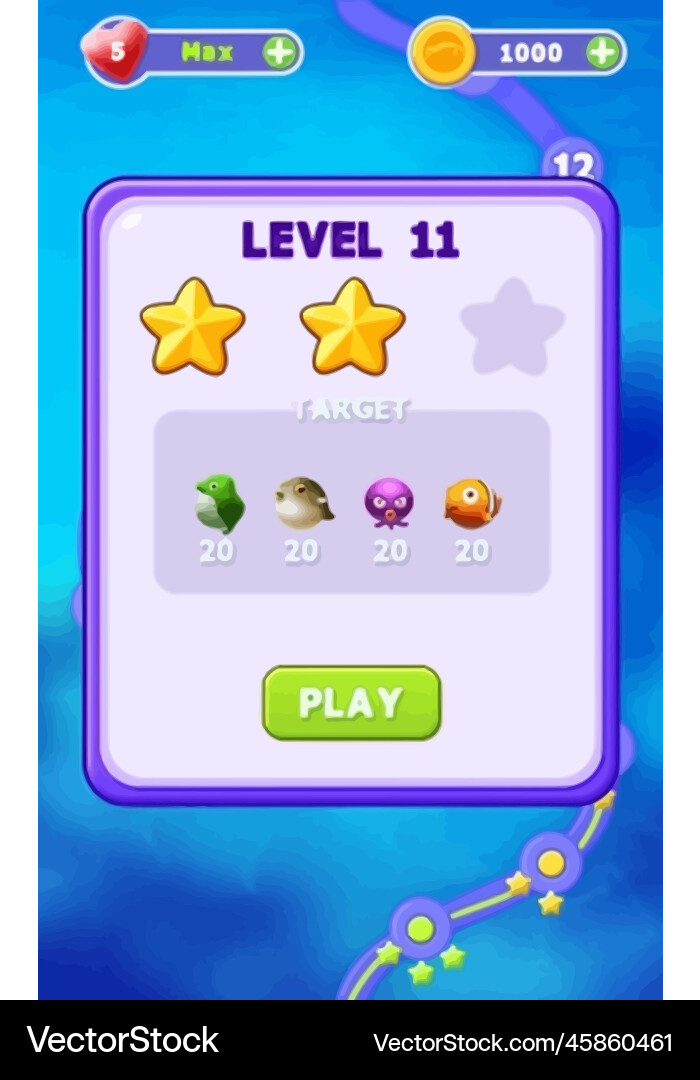 Komplettes Set von Level-Taste Spiel ui Pop-up-Symbol vektorbild