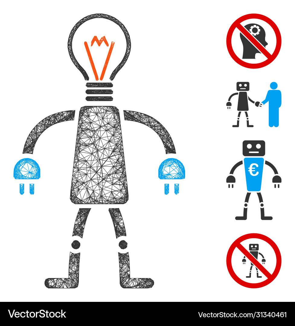 Lamp head robot web mesh Lamp head robot web mesh vector image