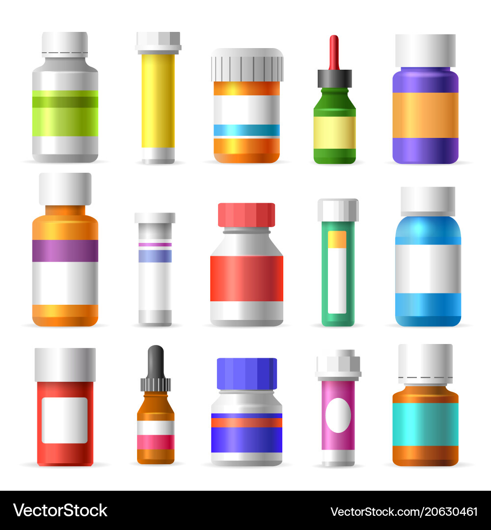 Medicine bottles set vector image