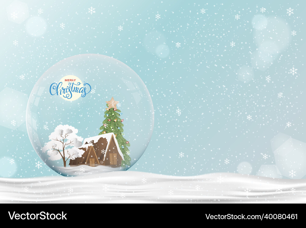 Merry christmas gift snow globe with xmas tree Merry christmas gift snow globe with xmas tree vector image