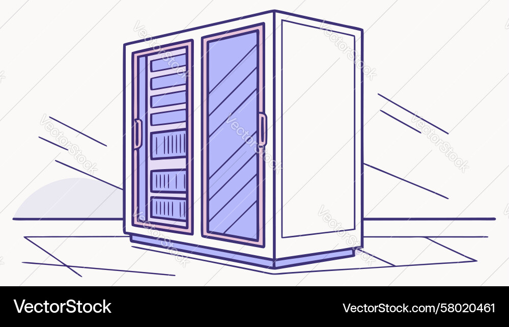 Open Server Rack with Internal Hardware Vector Image