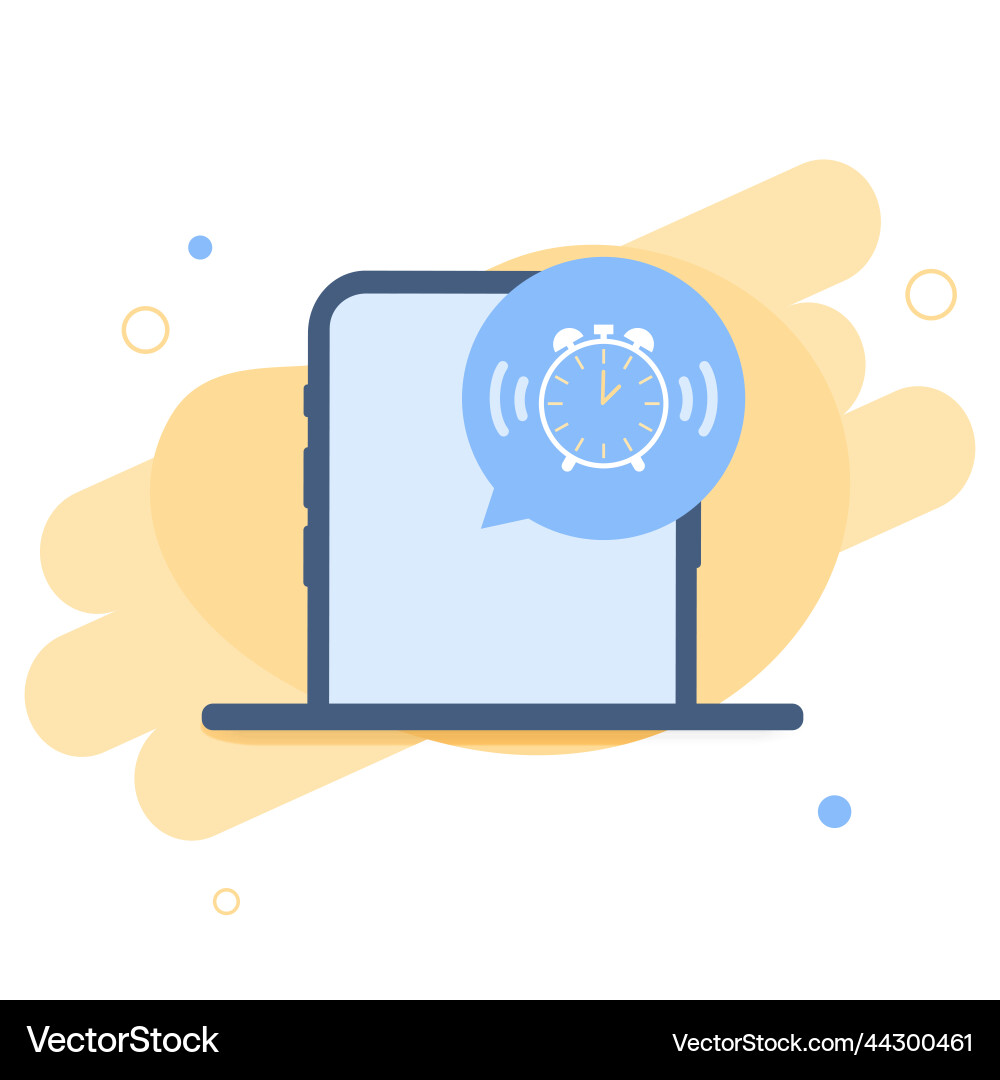 Phone with app alarm clock on the screen wake up Phone with app alarm clock on the screen wake up Vector Image