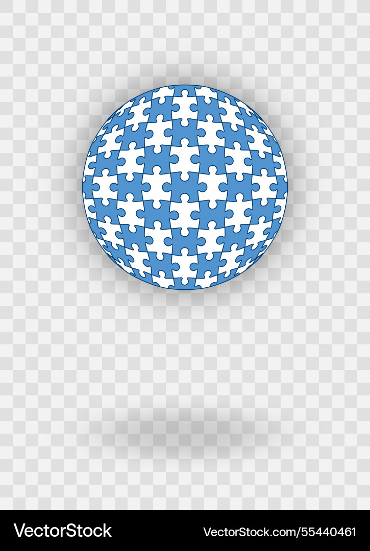 Puzzle grid with pieces stylized in sphere shape Vector Image