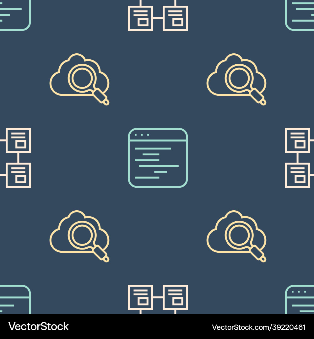 Set line hierarchy organogram chart search cloud Set line hierarchy organogram chart search cloud vector image