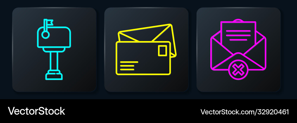 Set line mail box delete envelope vector image