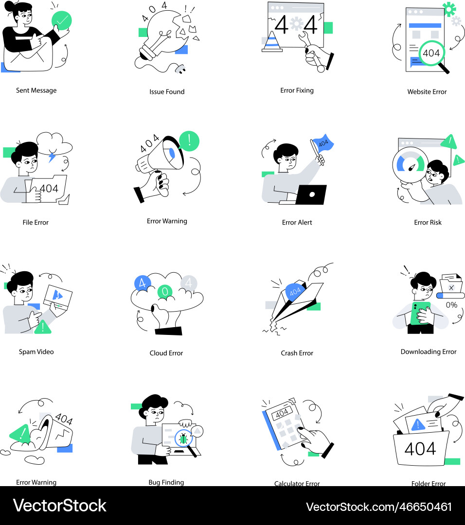 Set of errors flat vector image