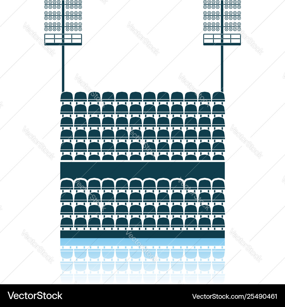 Stadion-Tribüne mit Sitzen und leichtem Mast-Symbol Stadion-Tribüne mit Sitzen und leichtem Mast-Symbol vektorbild
