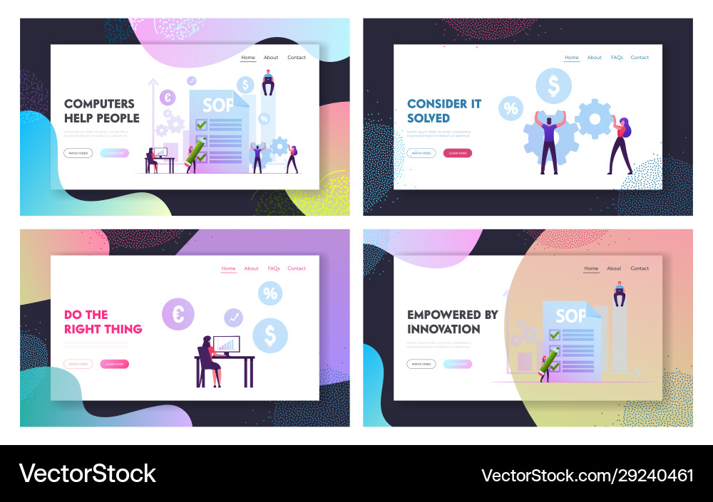 Standard operating procedure website landing page Standard operating procedure website landing page vector image