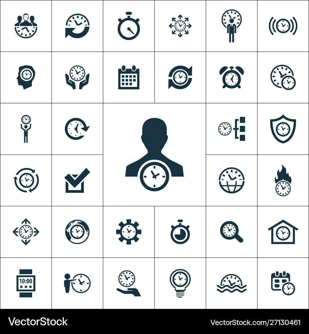 Time management icons universal set for web and ui Vector Image