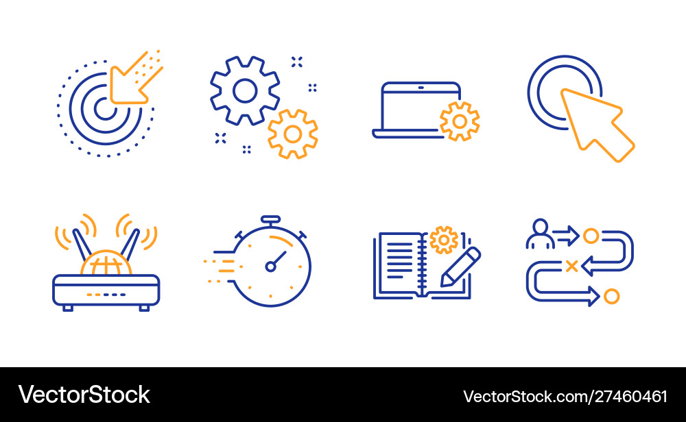 Timer work and engineering documentation icons Timer work and engineering documentation icons vector image