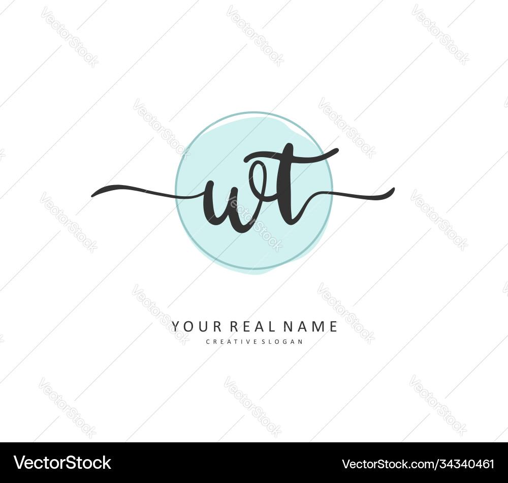 W t wt initial letter handwriting and signature W t wt initial letter handwriting and signature Vector Image