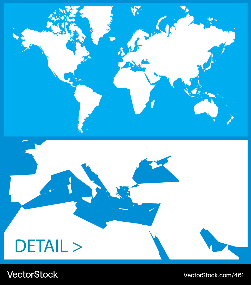 World Map - Geographic Detail Vector Image