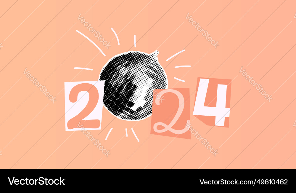 2024 numbers art collage on peach fuzz background 2024 numbers art collage on peach fuzz background vector image