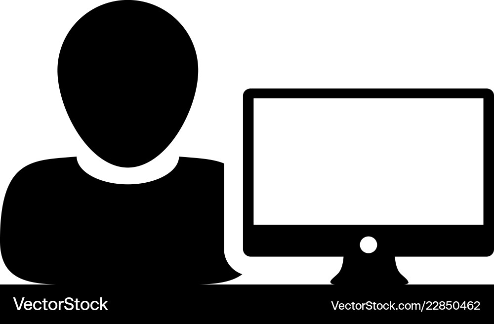 Admin icon male person user with computer monitor Admin icon male person user with computer monitor vector image