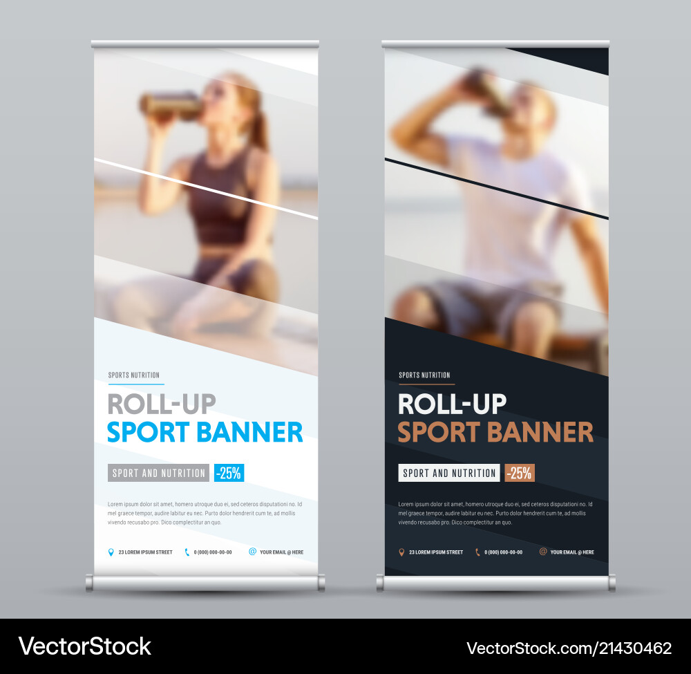 Design of vertical roll-up banner with diagonal Design of vertical roll-up banner with diagonal vector image