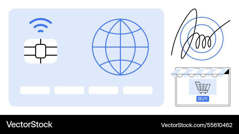 Digital payment security with smart card chip e Digital payment security with smart card chip e vector image