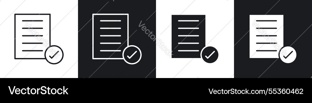 Document accept icons collection in black Document accept icons collection in black vector image