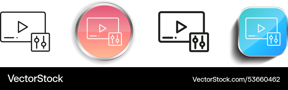 Edit video icon thin linear regular and button vector image