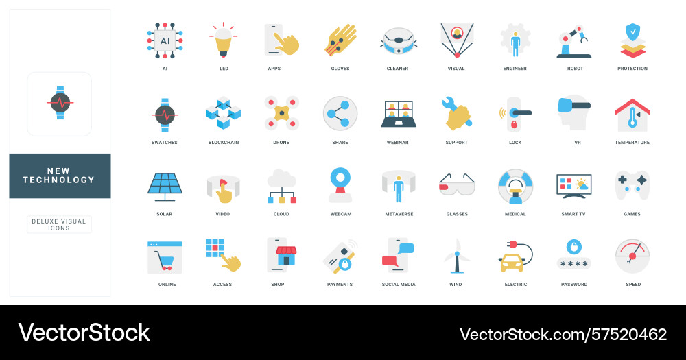 Flat icons set of new technology concepts Flat icons set of new technology concepts vector image