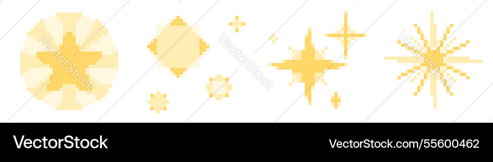 Gelbe Pixel Sterne auf weißem Hintergrund Gelbe Pixel Sterne auf weißem Hintergrund vektorbild