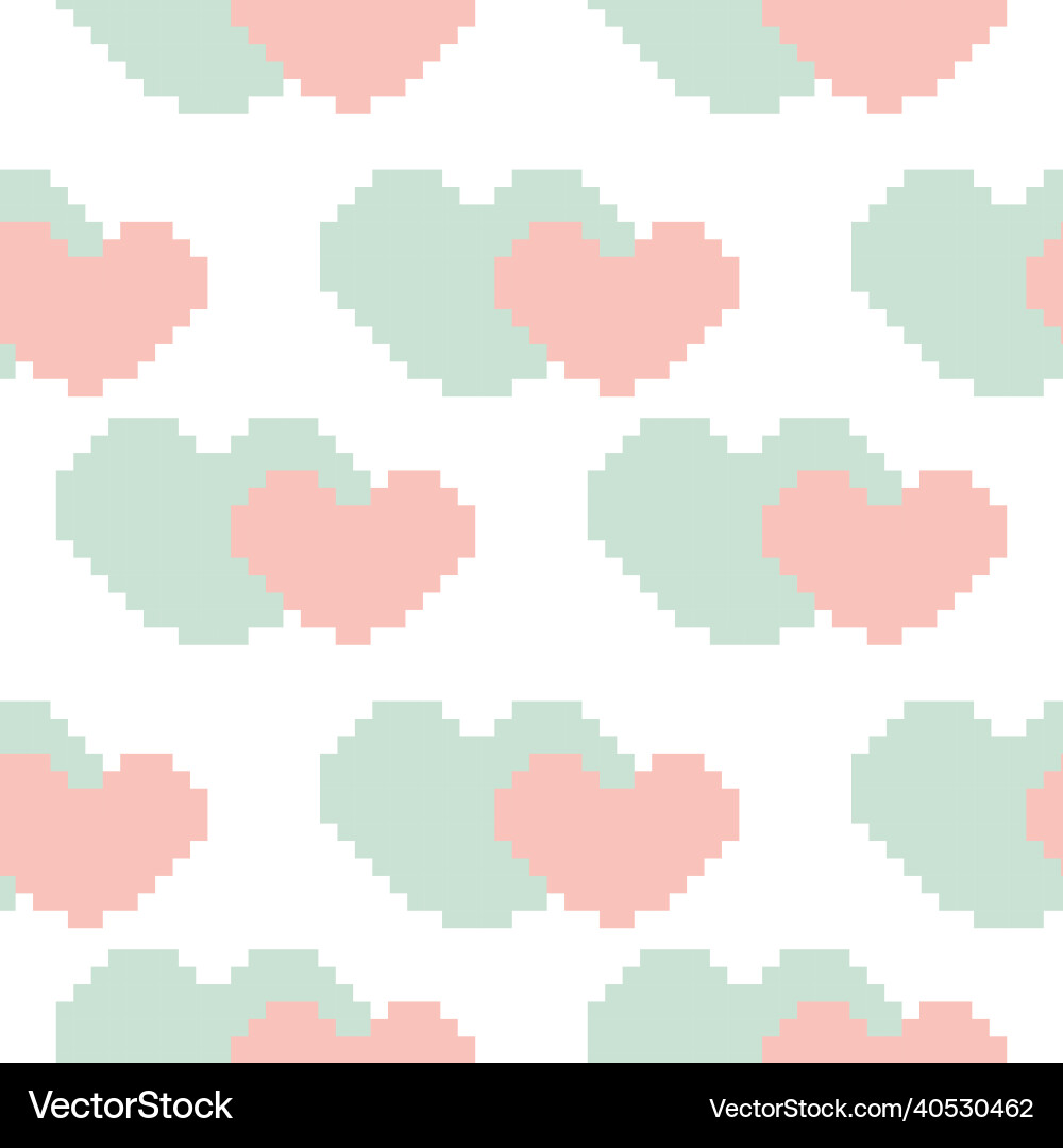 Heart seamless pattern with pixel style Heart seamless pattern with pixel style vector image