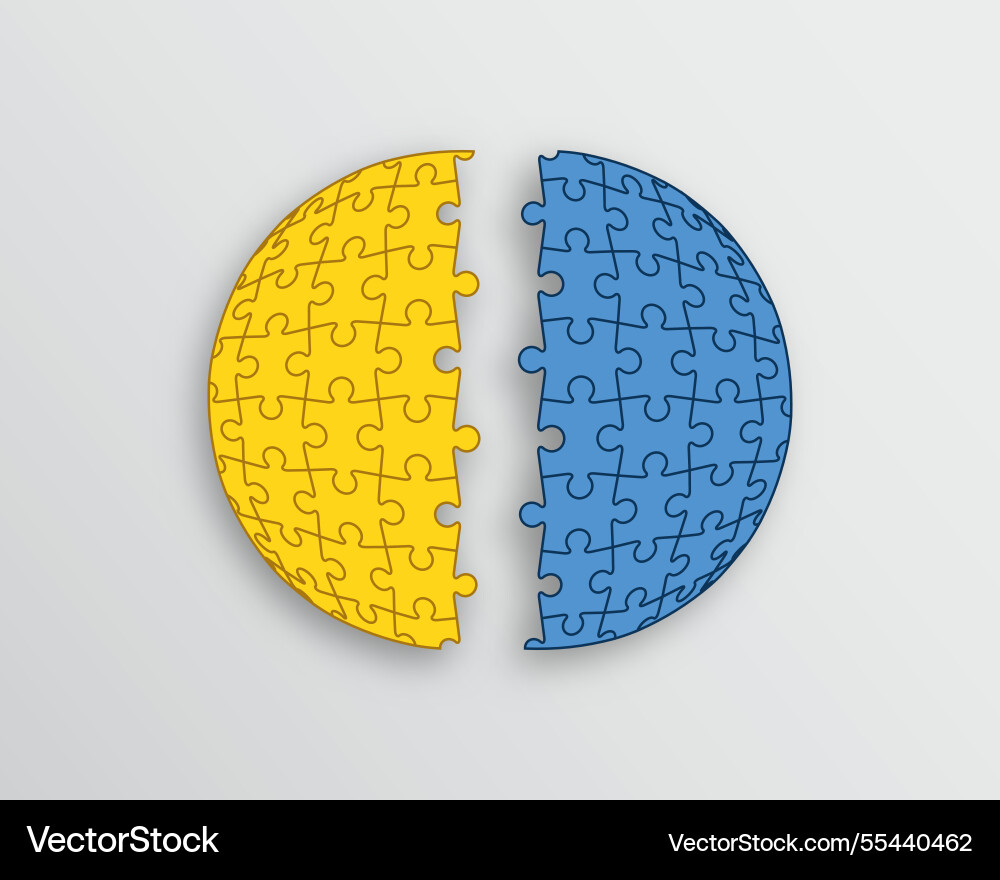 Puzzle grid with pieces stylized in sphere shape Puzzle grid with pieces stylized in sphere shape vector image