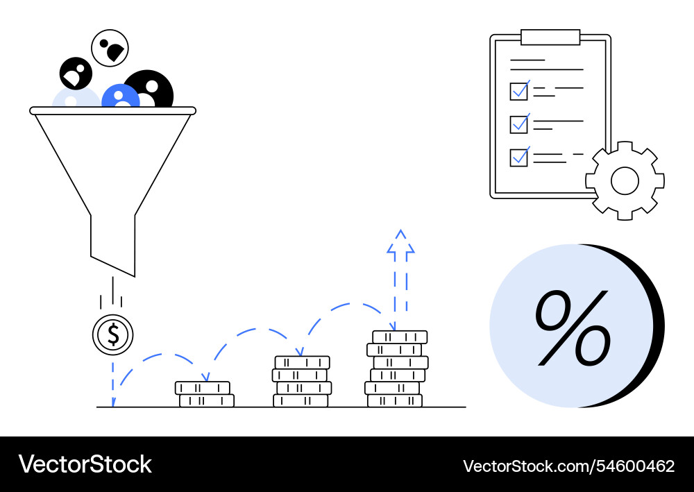 Sales funnel conversion process with checklist Sales funnel conversion process with checklist vector image