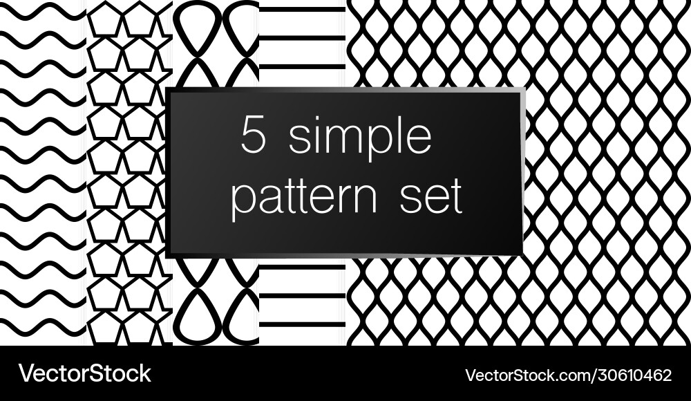 Set 5 simple ornament patterns use for ceramic Vector Image