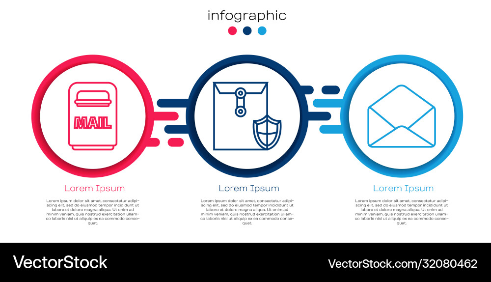 Set line mail box envelope with shield Set line mail box envelope with shield vector image