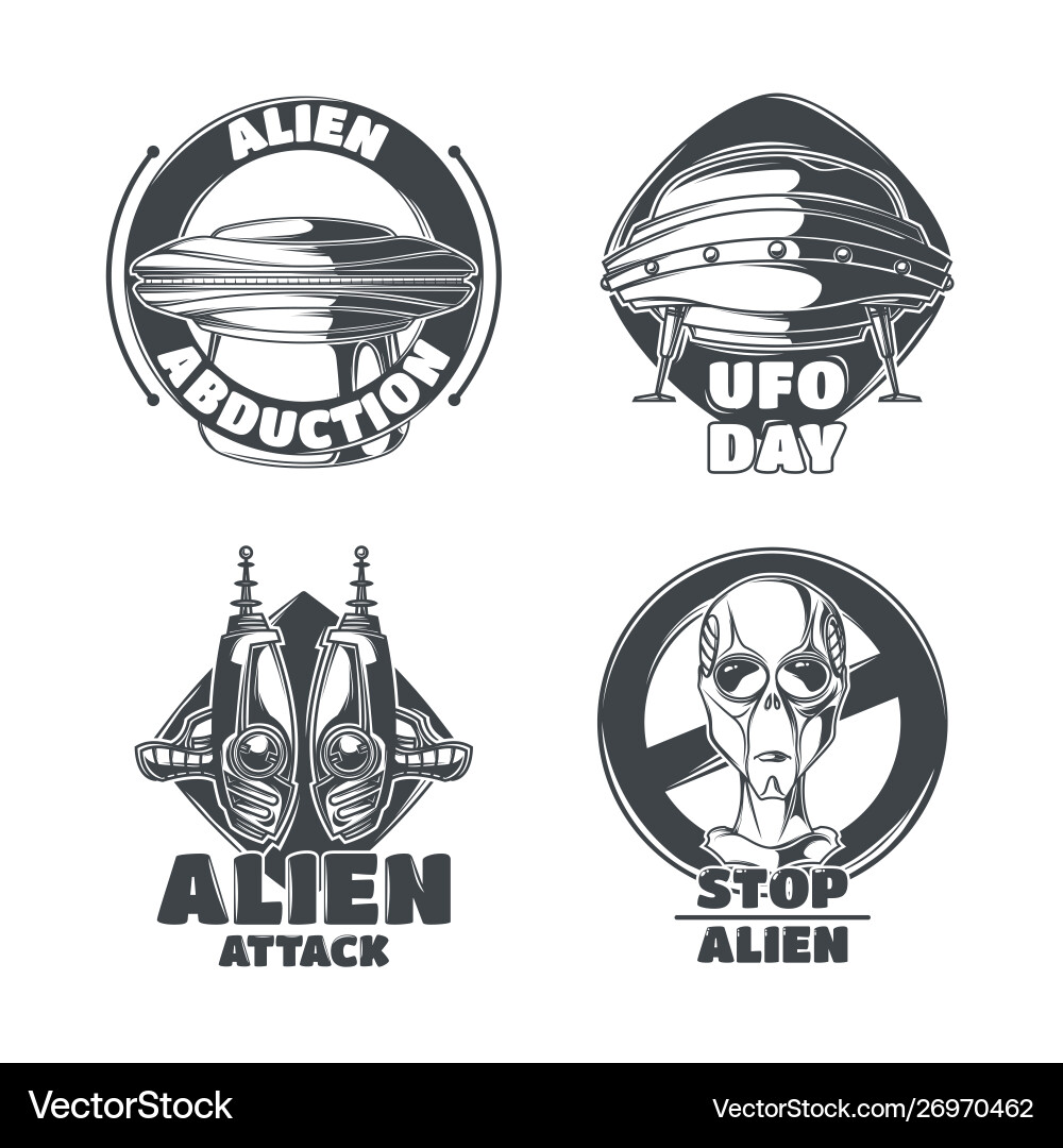 Set ufo emblems Vector Image