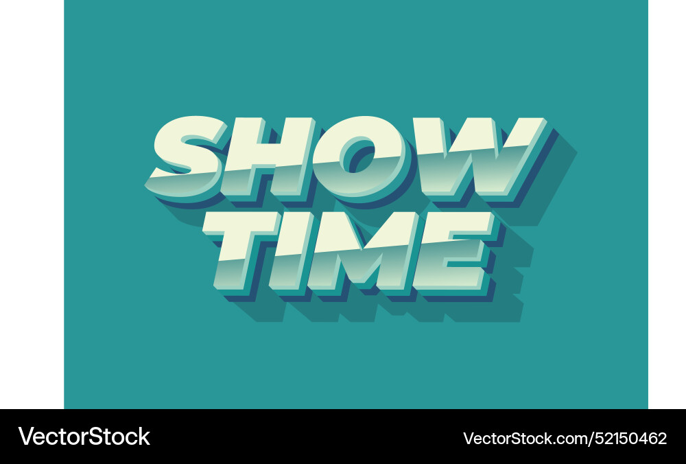 Show time text effect in 3d style with good colors Vector Image