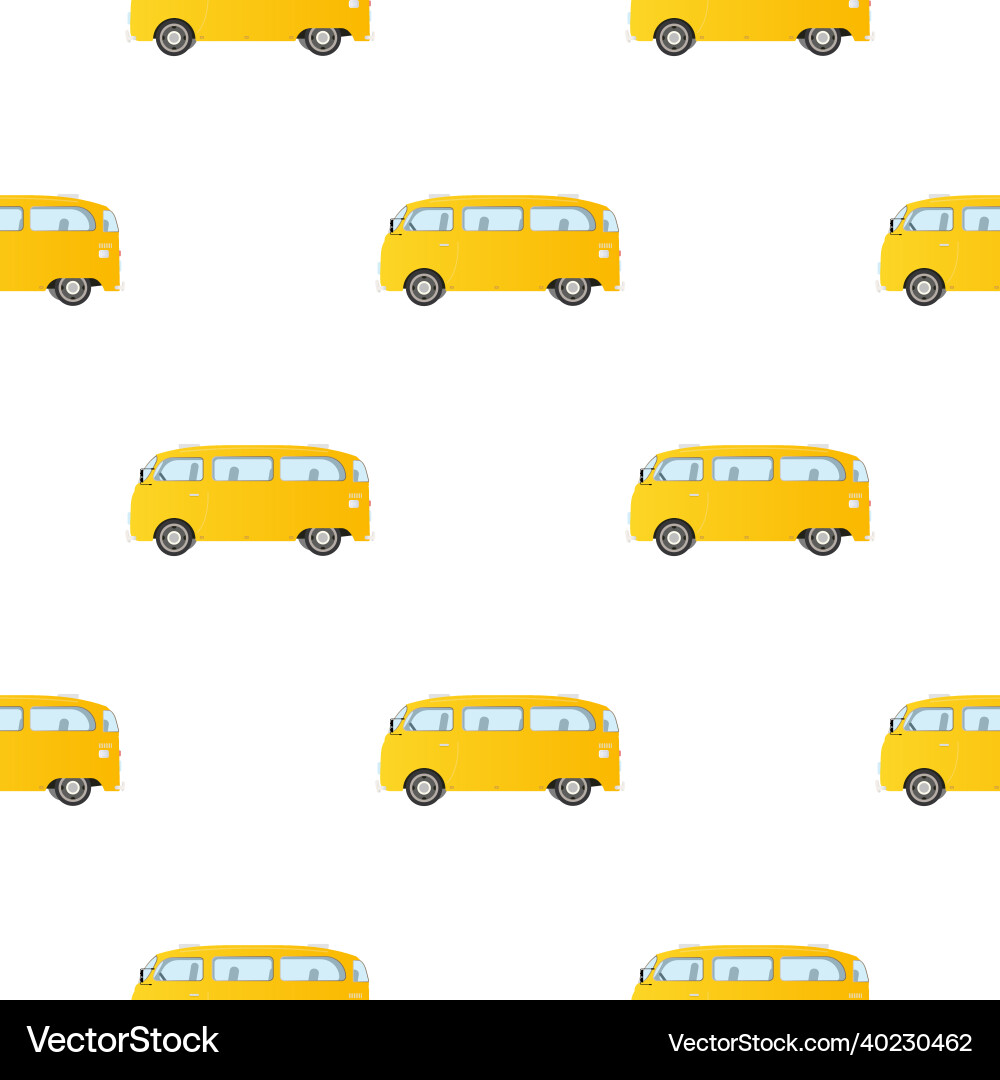 Simple yellow school bus seamless pattern isolated Vector Image