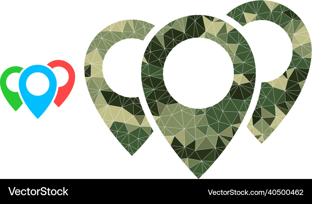 Triangulated mosaic map pointers icon in khaki Triangulated mosaic map pointers icon in khaki Vector Image
