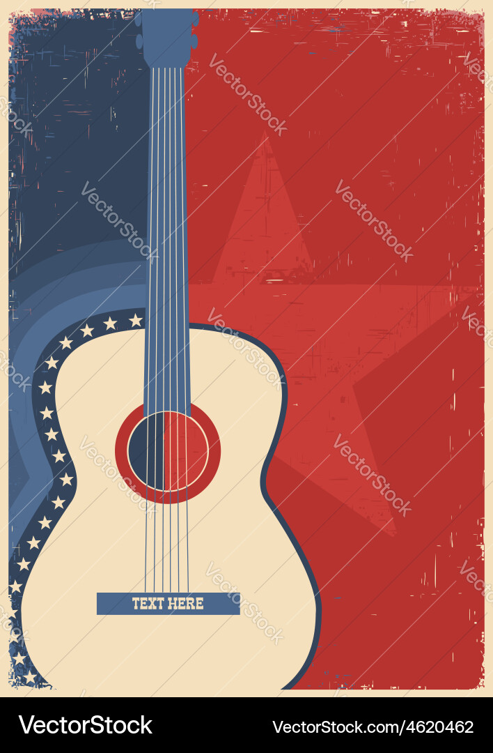 Vintage Concert Guitar Poster Vector Image