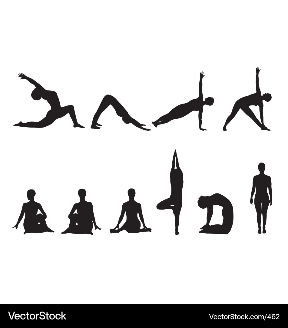 Yoga Pose Silhouettes vector image