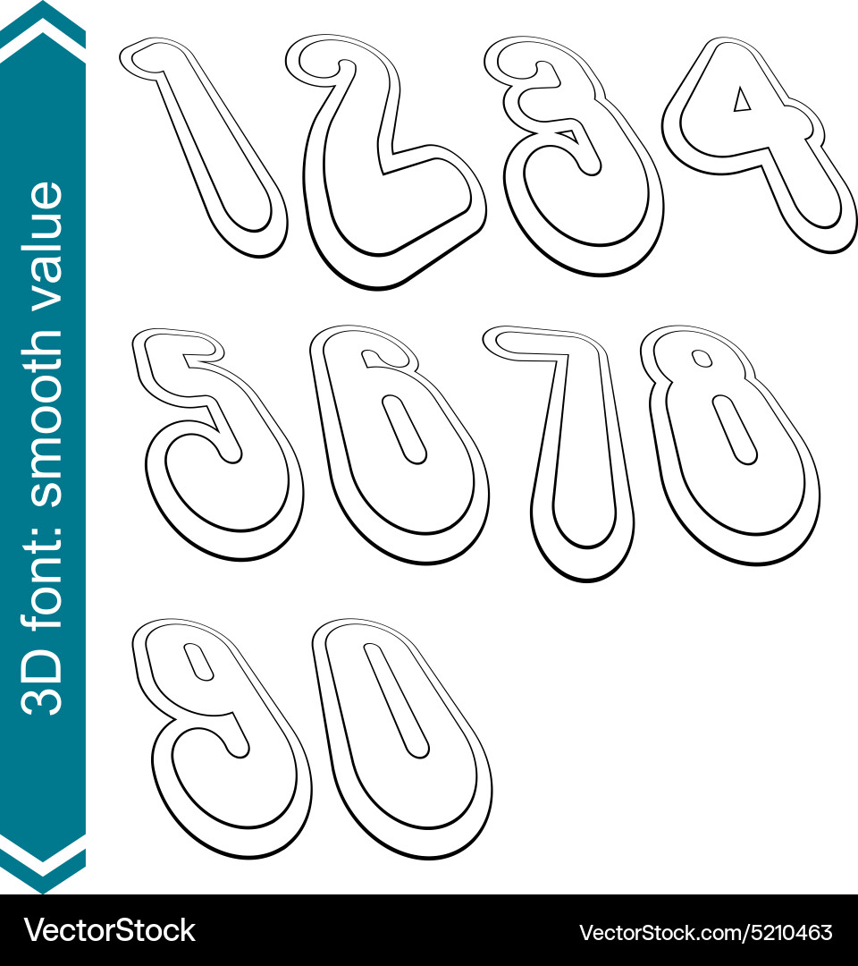 3d retro numbers in rotation stylish numeration Vector Image