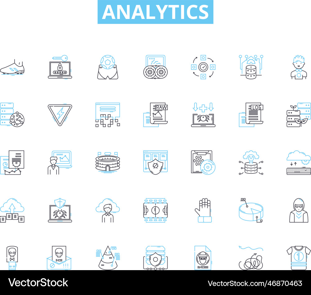 Analytics lineare Icons setzen Datenmetriken Analytics lineare Icons setzen Datenmetriken vektorbild