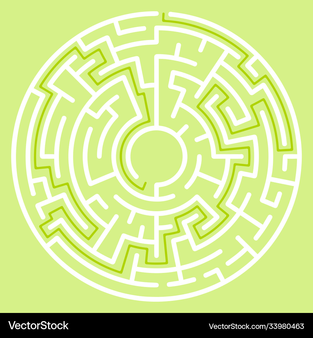Circular maze with way from center to exit Circular maze with way from center to exit vector image
