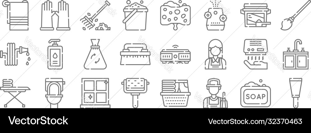 Cleaning line icons linear set quality Cleaning line icons linear set quality vector image