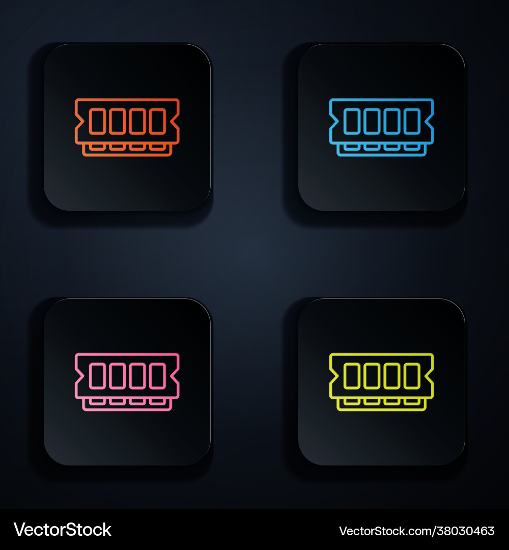 Color neon line ram random access memory icon Color neon line ram random access memory icon vector image