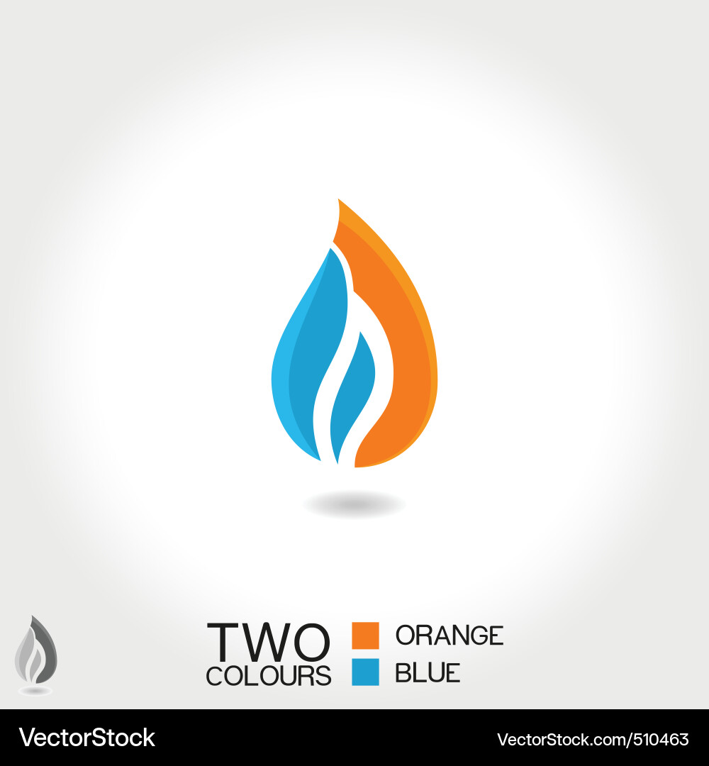 Flame Water Drop Icon - Business Emblem Vector Image