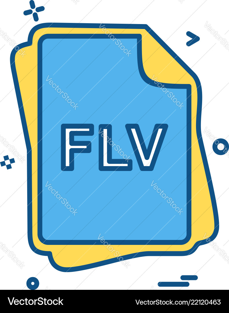 Flv file type icon design Flv file type icon design vector image