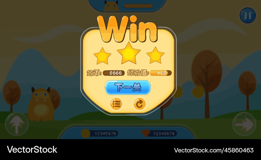 Komplettes Set von Level-Taste Spiel ui Pop-up-Symbol vektorbild